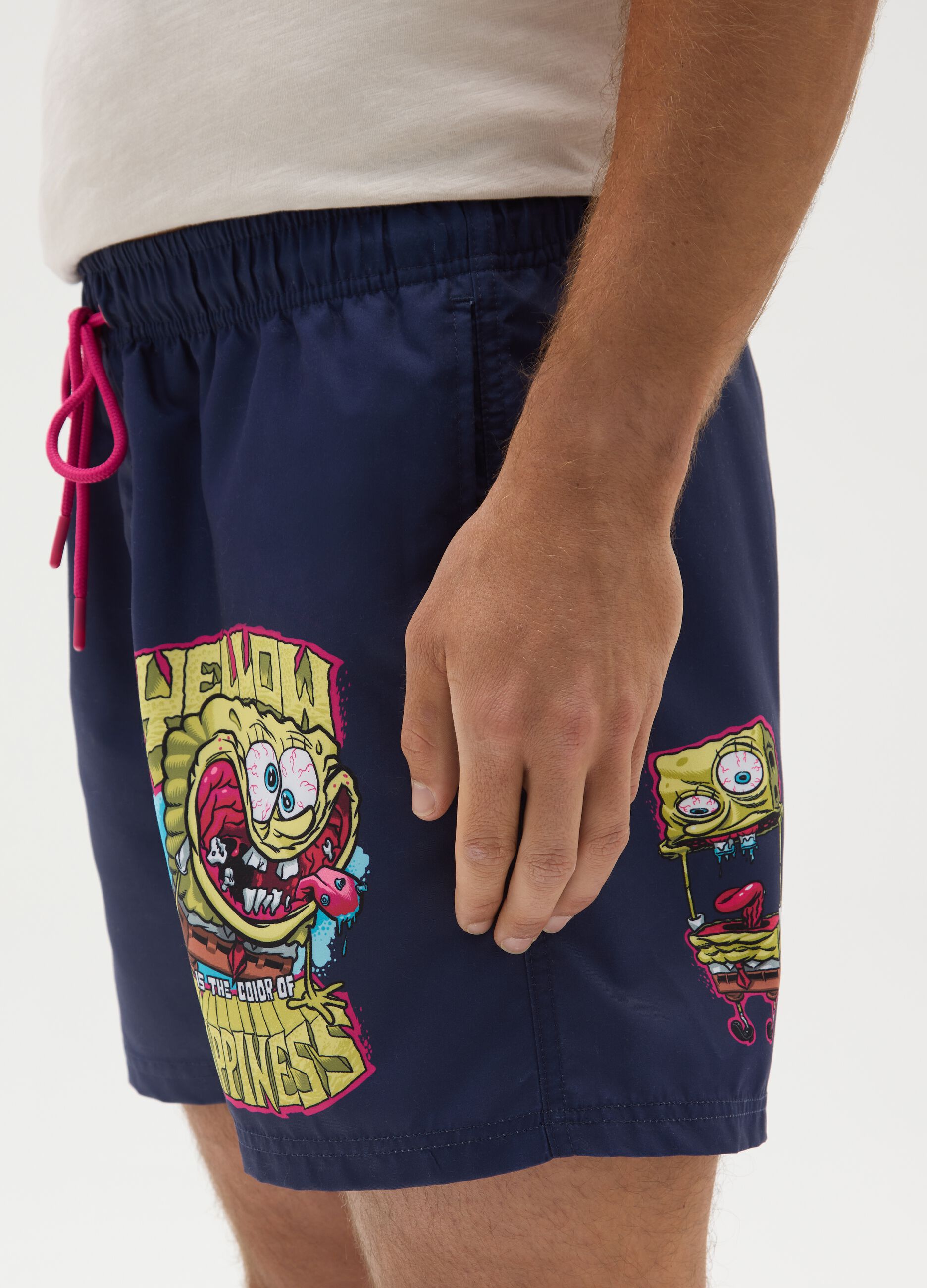 Costume da bagno blu con stampa SpongeBob