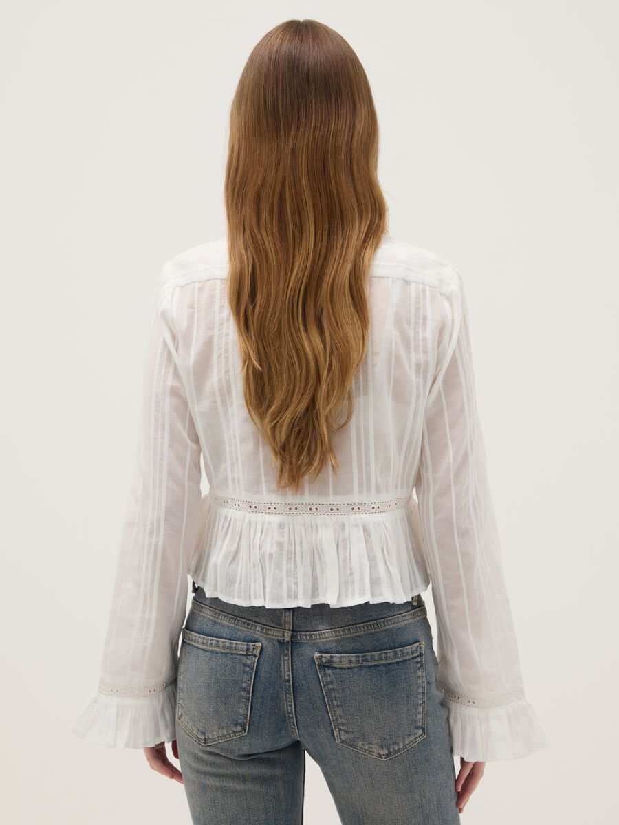 White pure cotton transparent shirt, regular fit with ruffles_3