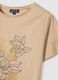 Beige short-sleeve pure cotton printed T-shirt, regular fit_1