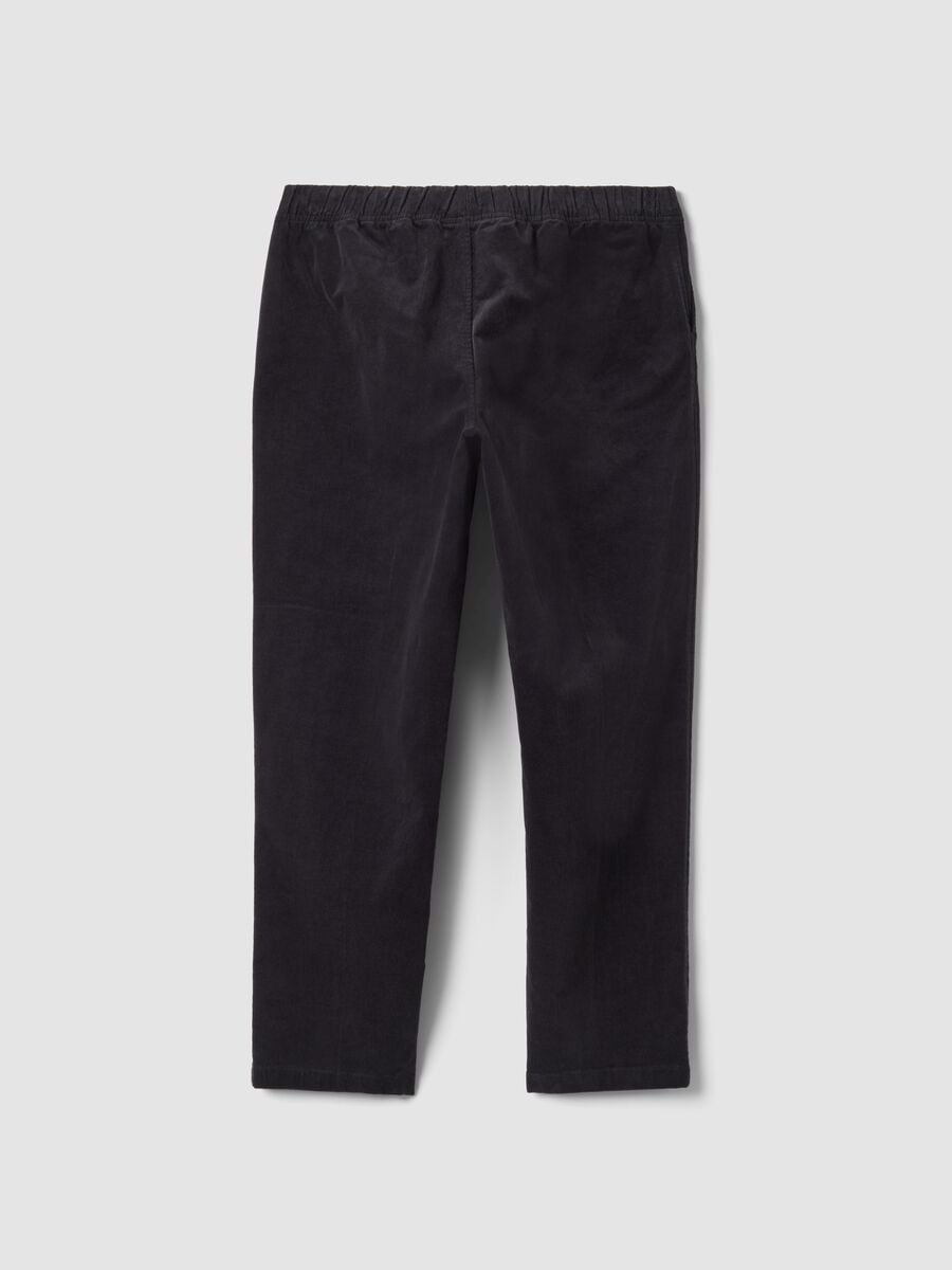 Blue stretch cotton wide-leg trousers_2