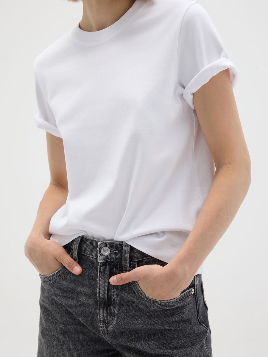 White pure cotton regular fit t-shirt_2