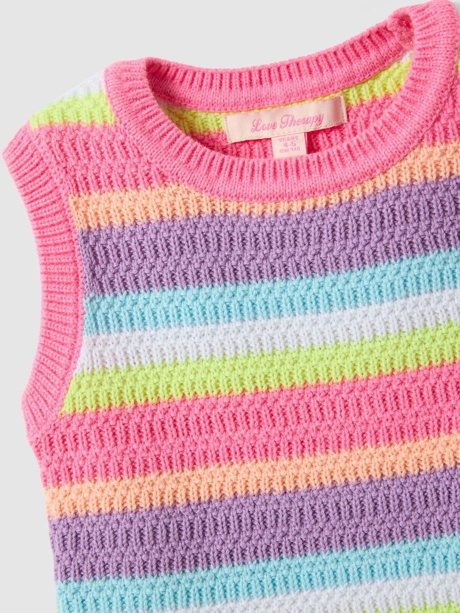 Tank top in misto cotone a righe multicolor da bambina regular fit_2