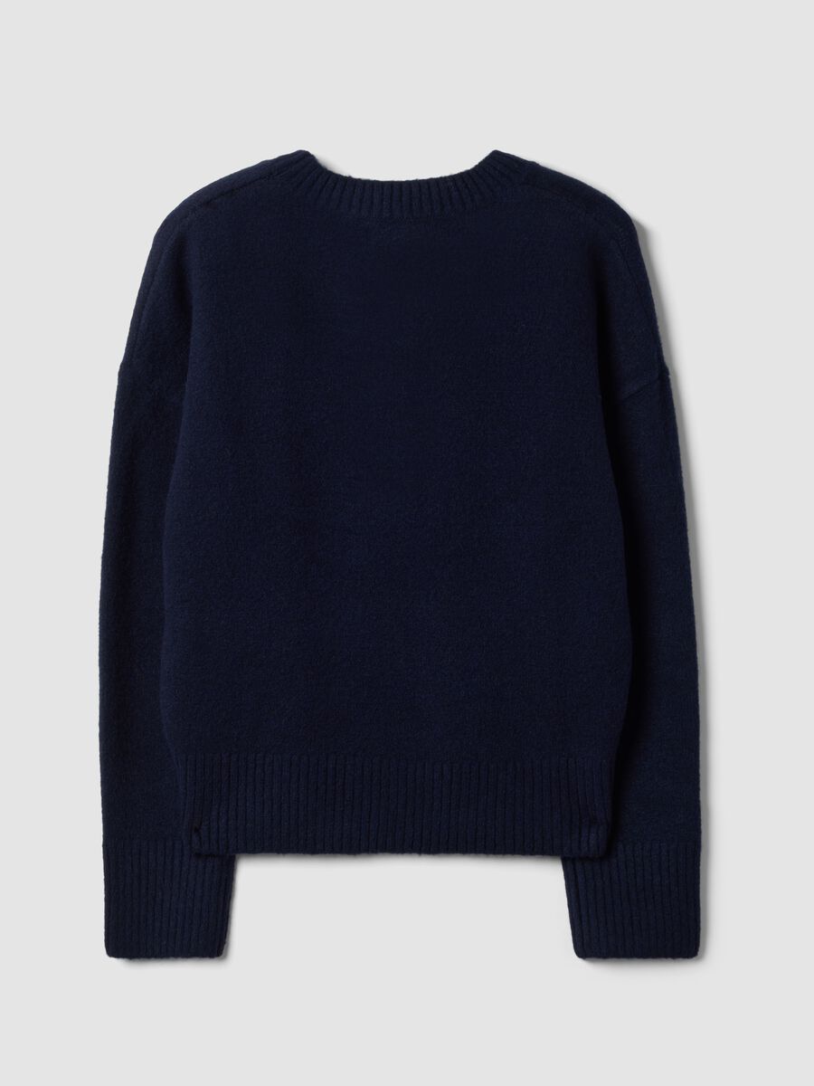 Navy blue stretch wool crew-neck jumper_1