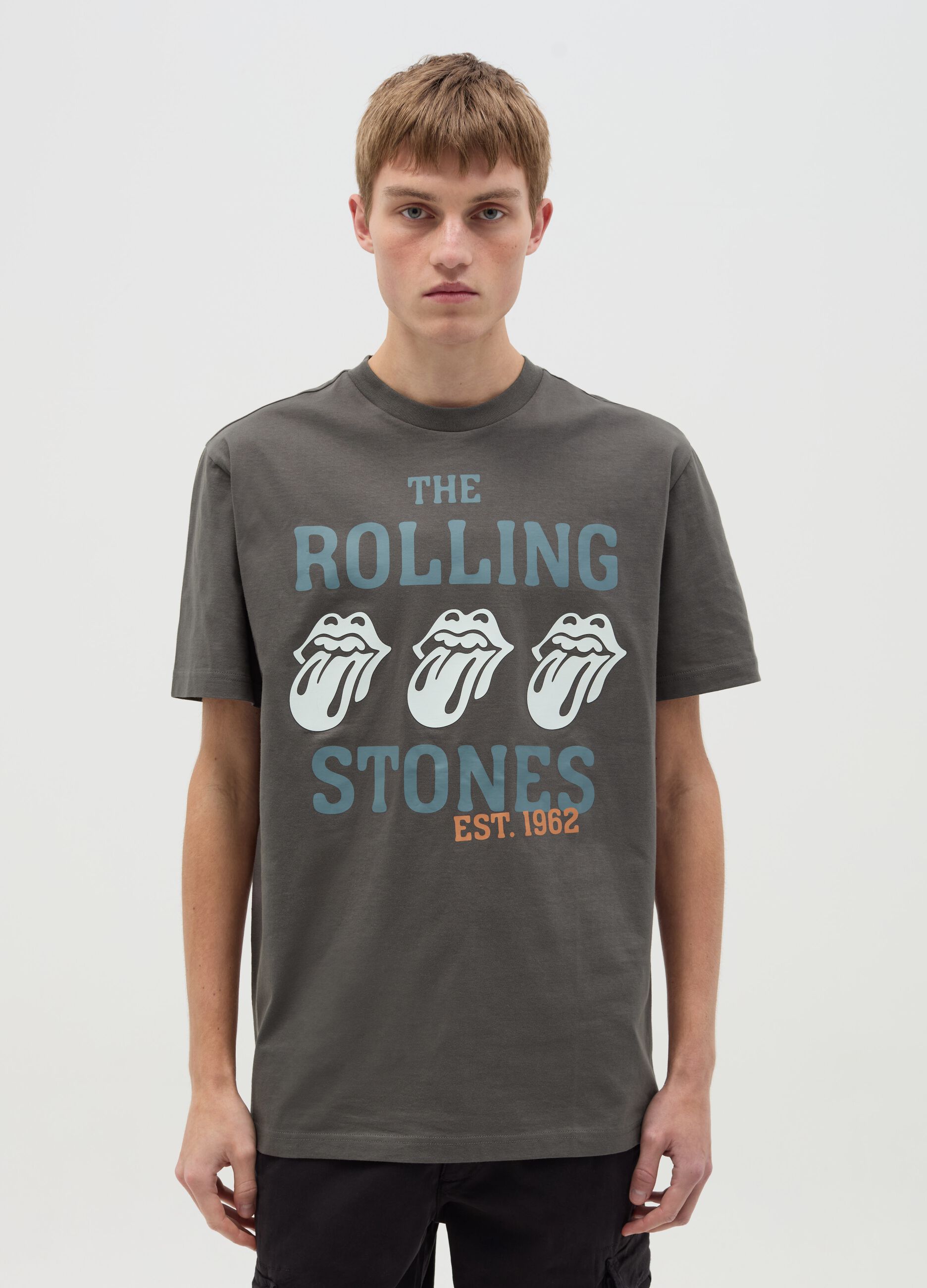 Cotton T-shirt with The Rolling Stones print