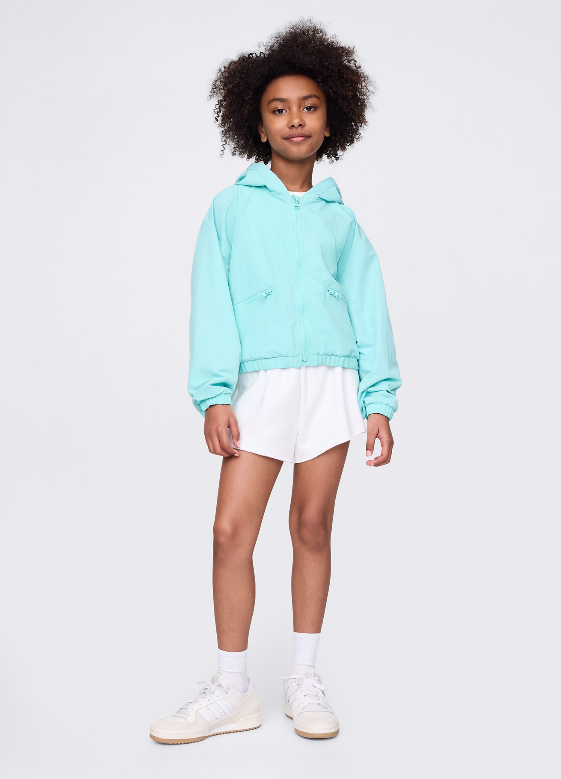 Mint green lightweight jacket with hood