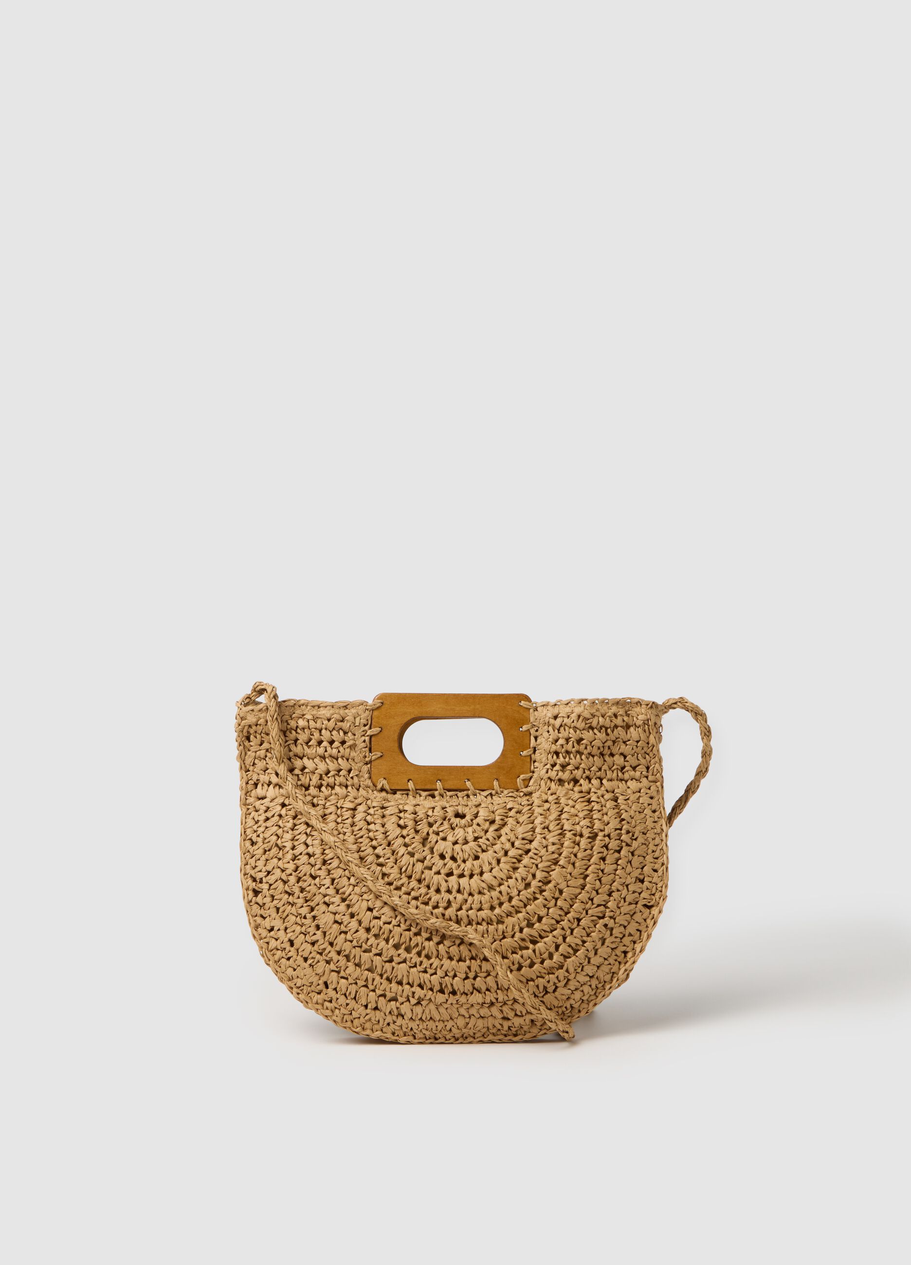 Borsa da donna in paglia intrecciata beige