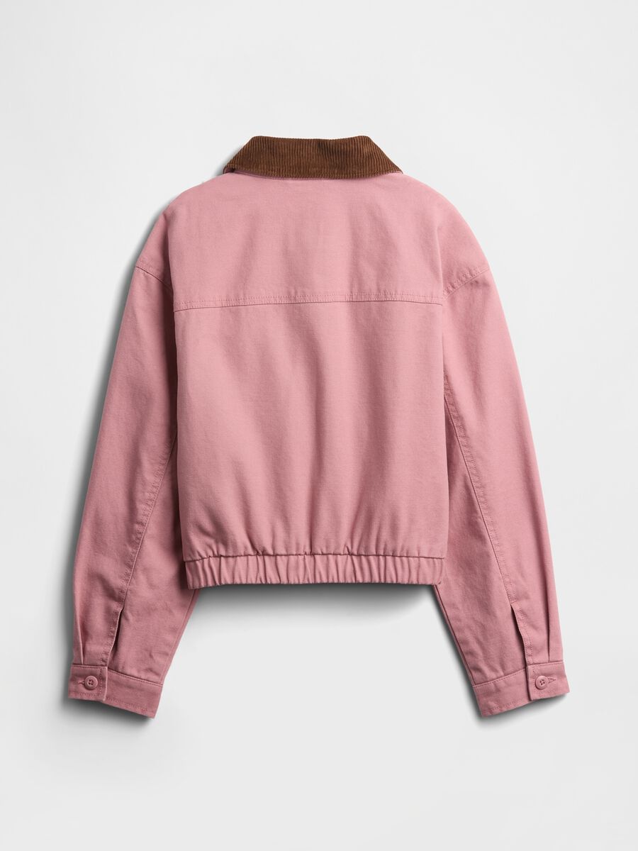 Pink cotton jacket with contrasting collar_1