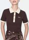 Brown cropped stretch-cotton polo with print, regular fit_3