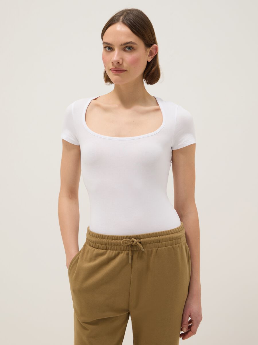 White Stretch Cotton Bodysuit_0