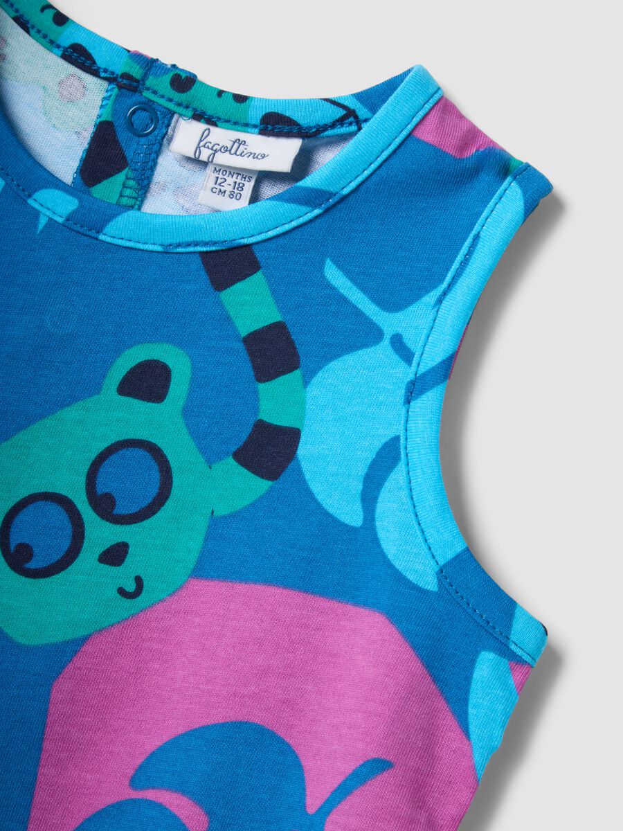 Canotta blu in puro cotone con stampa all over per bimbo regular fit_2