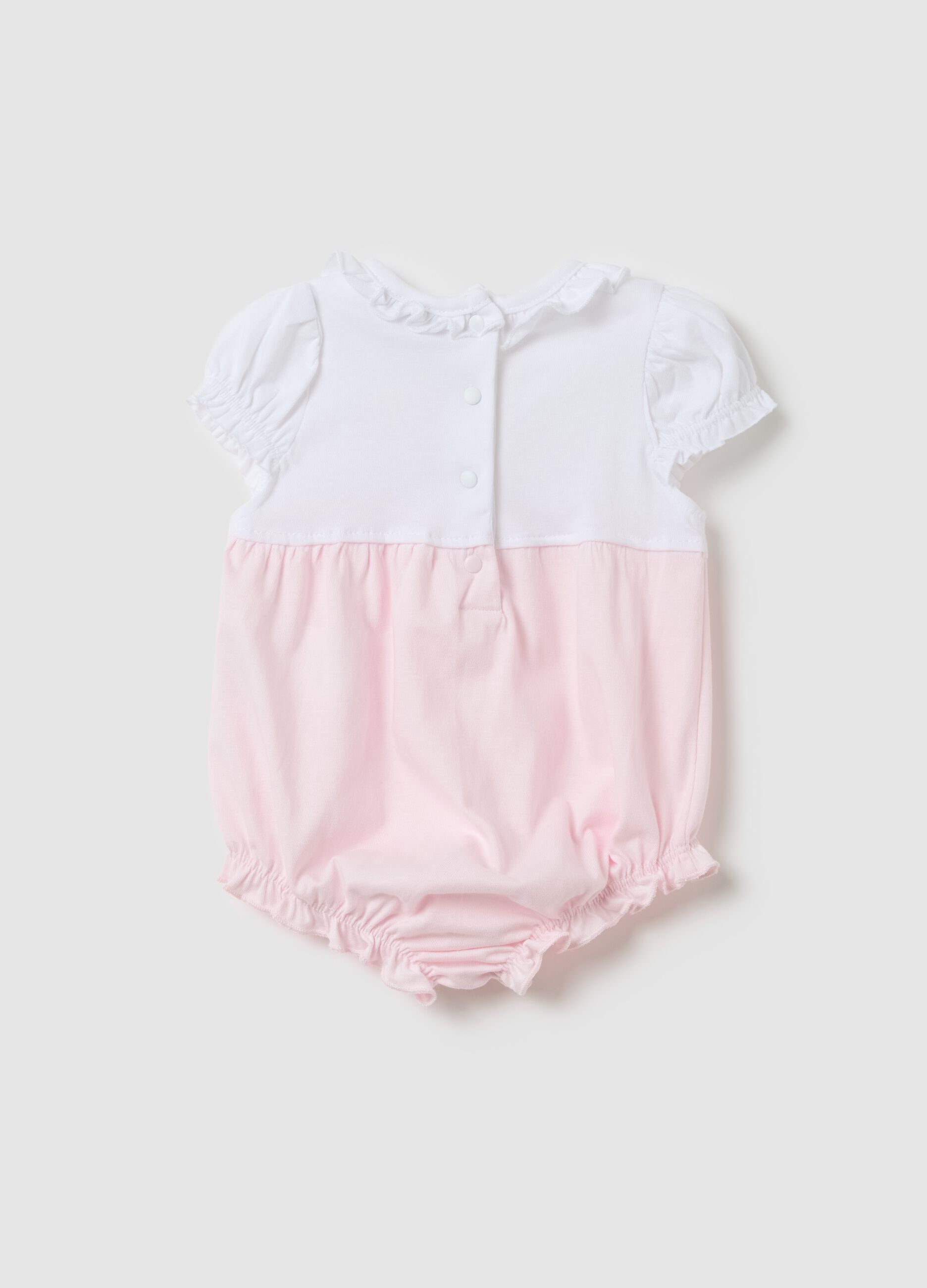 Pagliaccetto da neonata in puro cotone multicolor con stampa
