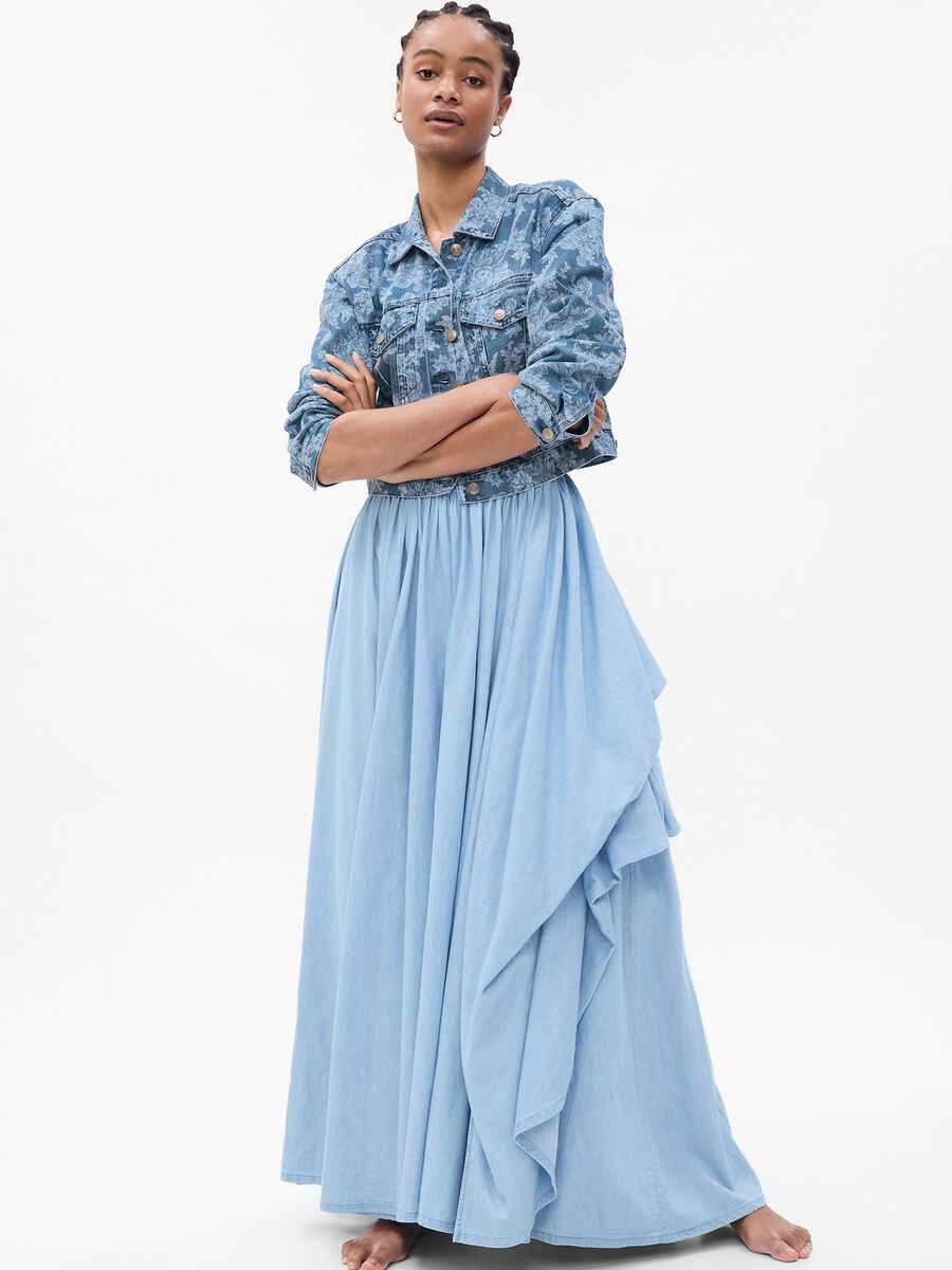 Giacca corta in denim stampa LoveShackFancy_1
