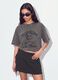 Grey pure cotton oversized T-shirt with teddy bear print_0