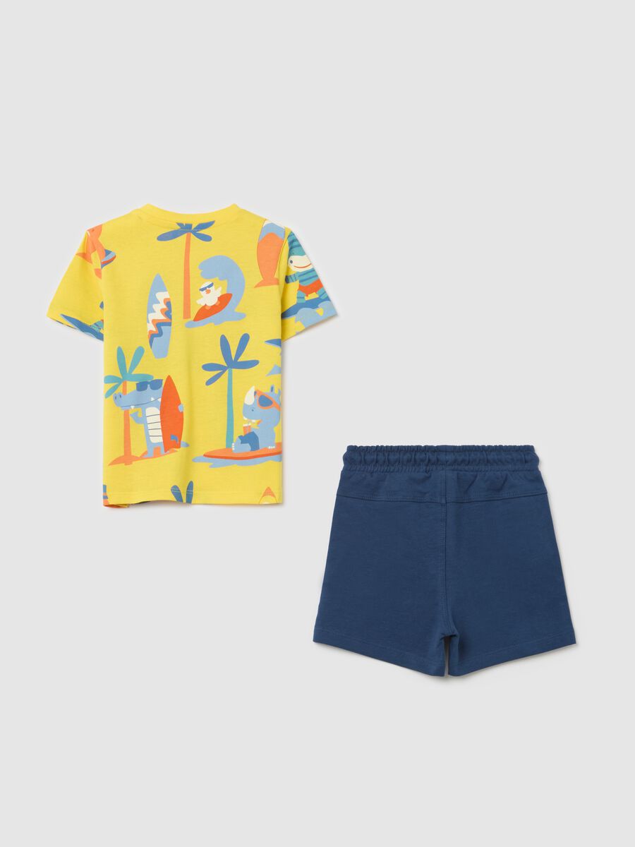 Blue and yellow cotton jogging set with print_1