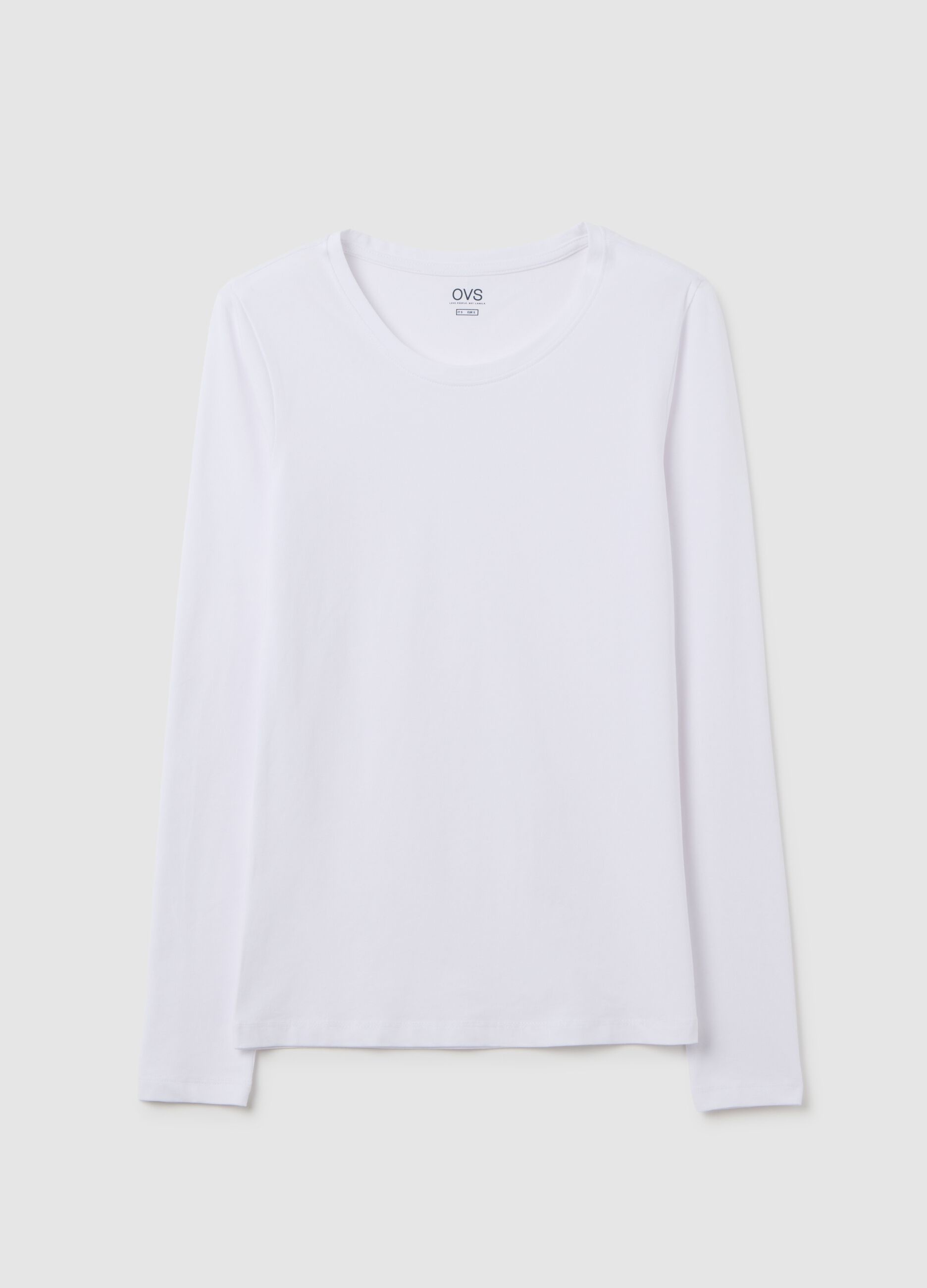 Maglia bianca elasticizzata a maniche lunghe
