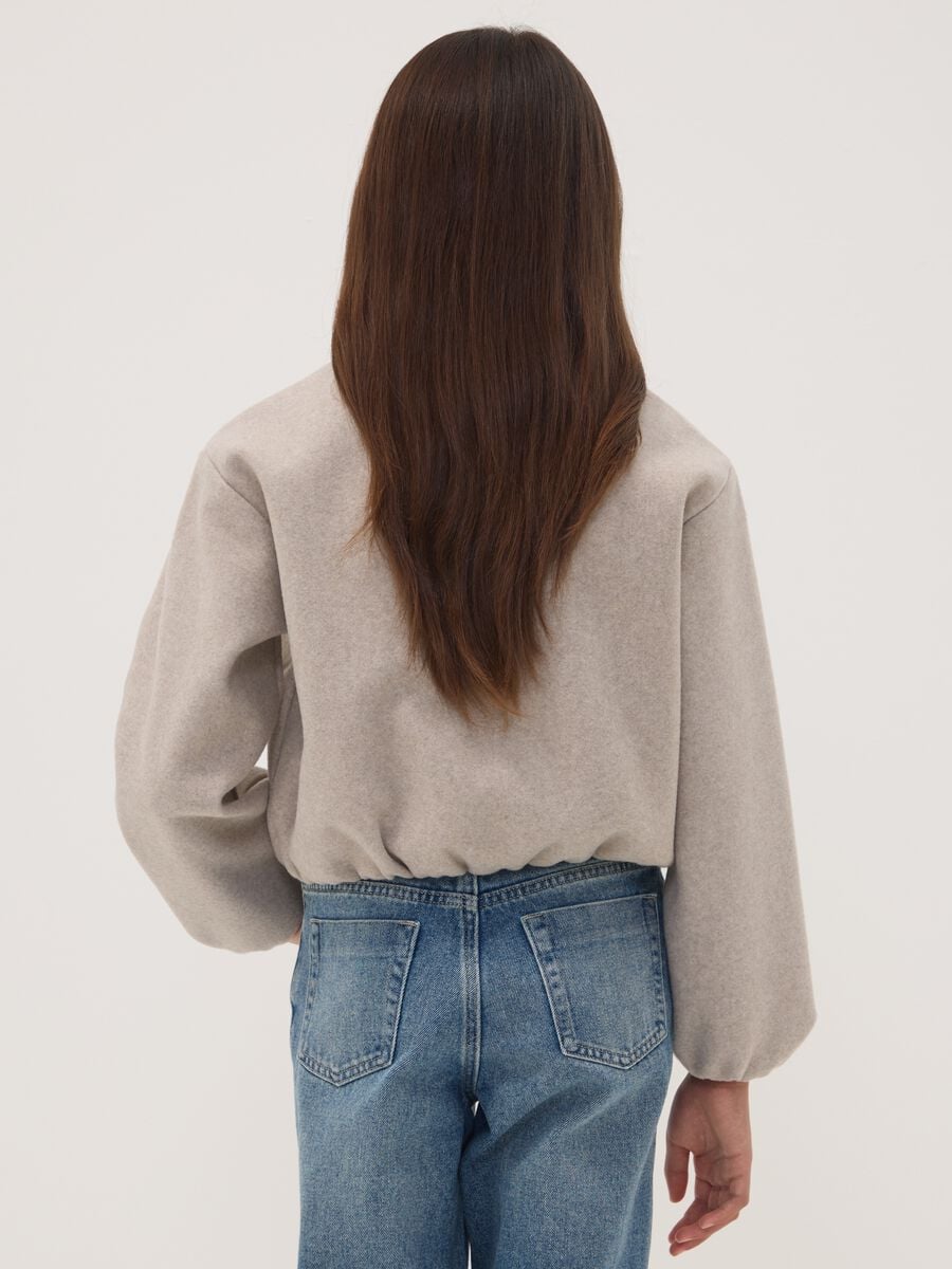 Bomber beige corto con zip per ragazza_2