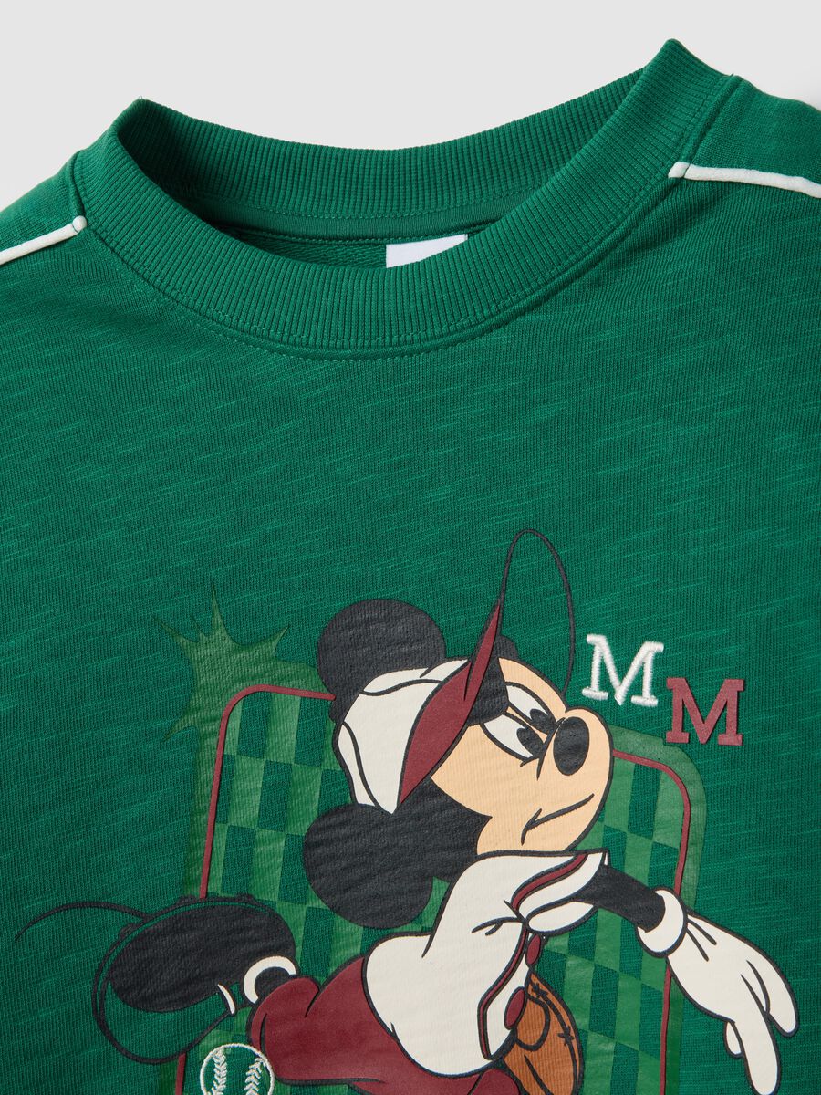 Regular fit green pure cotton kids' sweatshirt with Mickey Mouse print_2