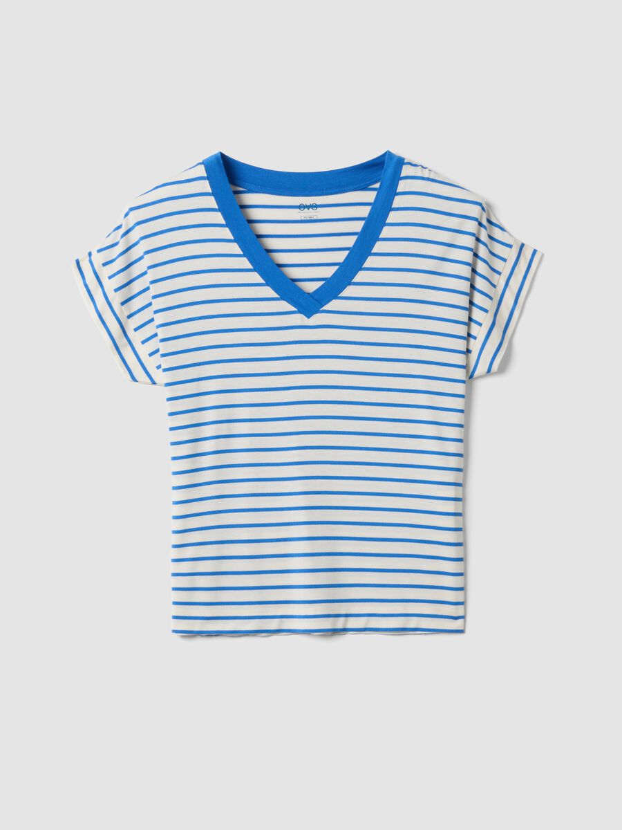 Blue striped stretch viscose T-shirt_0