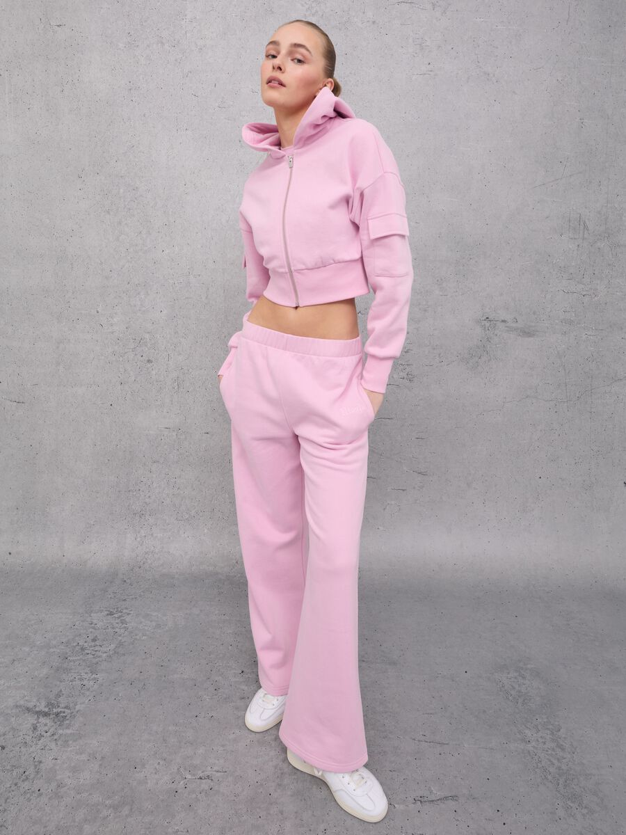 Crop Cargo Zip Hoodie Light Pink_0