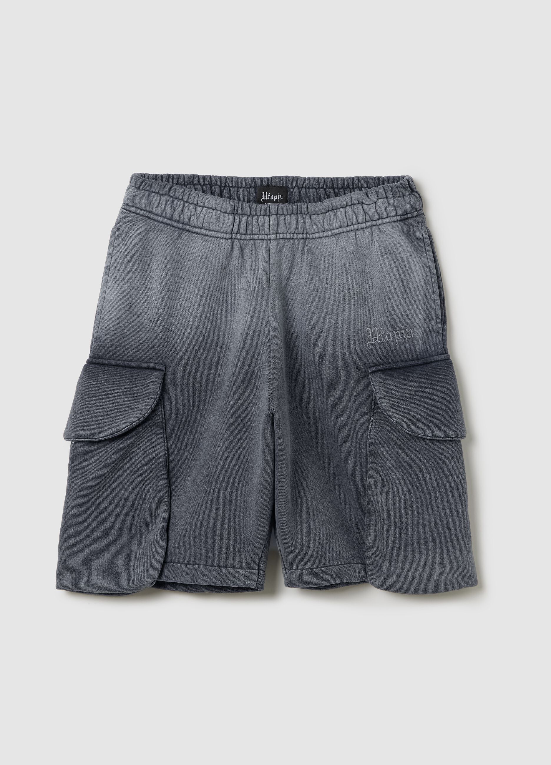 Sunfaded Cargo Sweat Shorts Vintage Grey