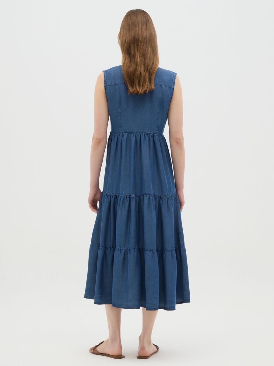 Women's long blue lyocell wide fit dress_3