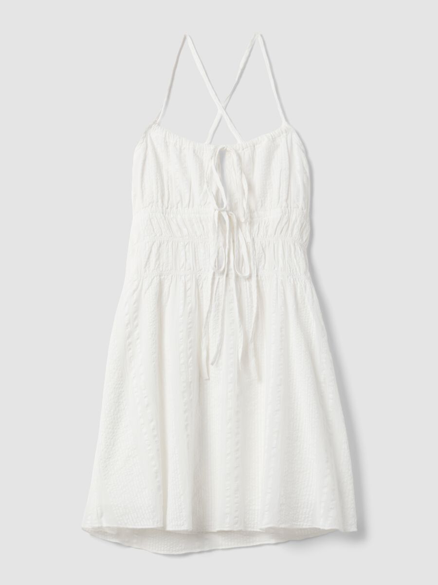 Abito mini bianco in puro cotone regular fit_4