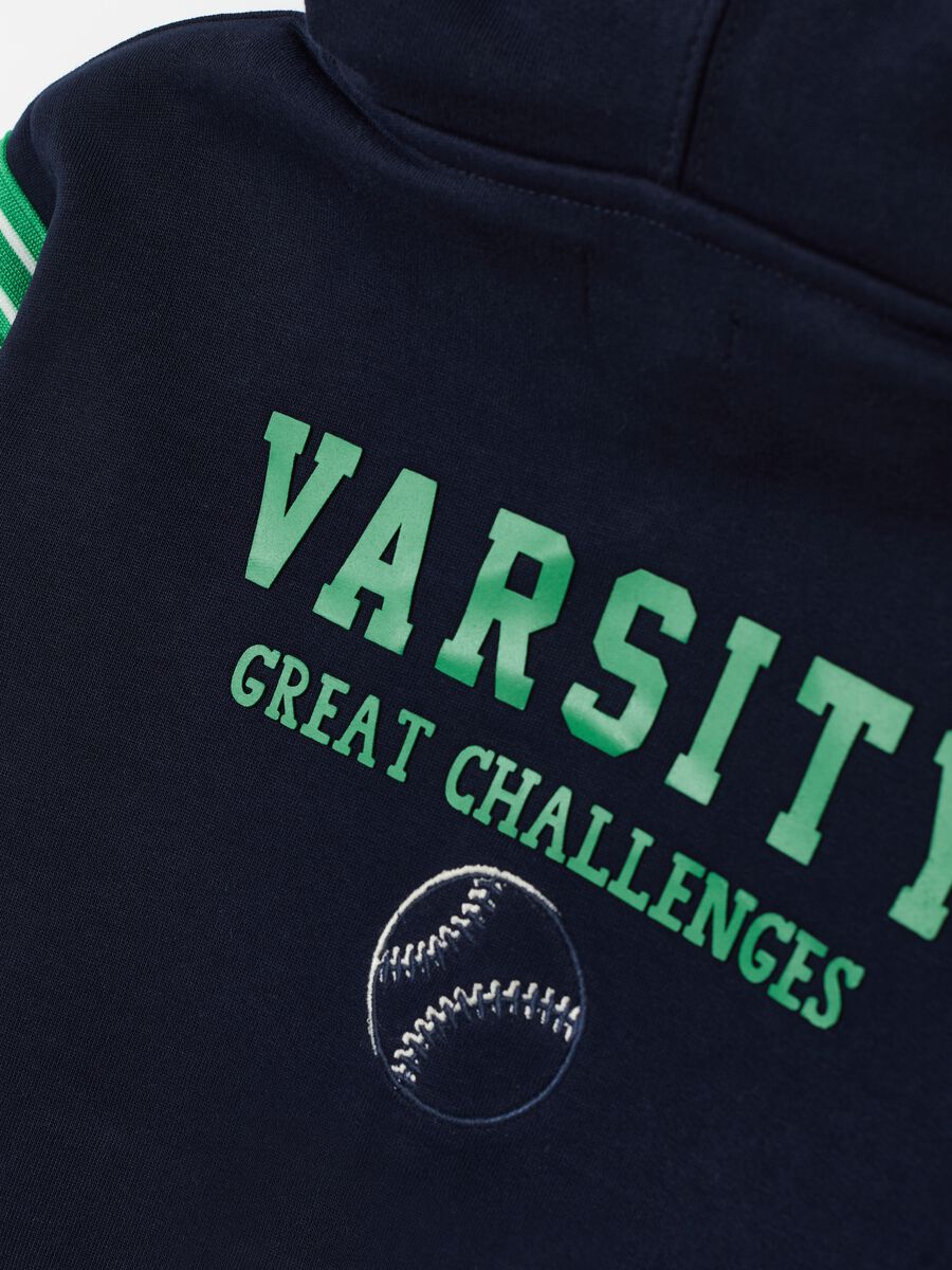 Full-zip sweatshirt with college print and striped edging_3
