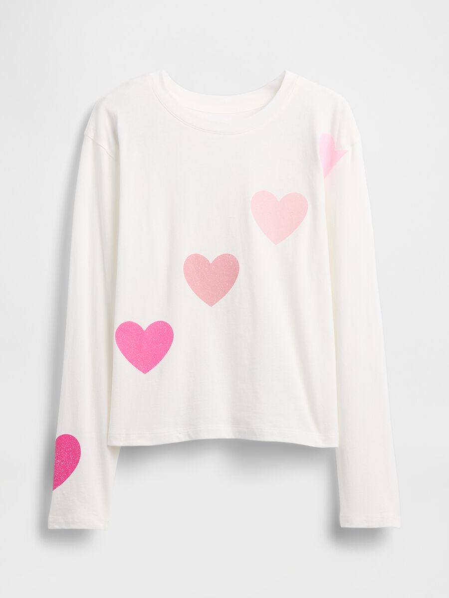 White Long Sleeve T-shirt with Pink Hearts_2