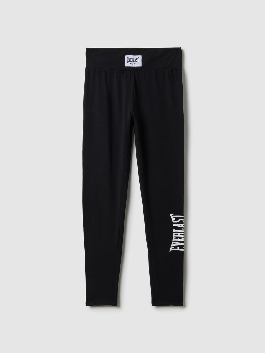 Black stretch cotton leggings regular fit with Everlast logo_4