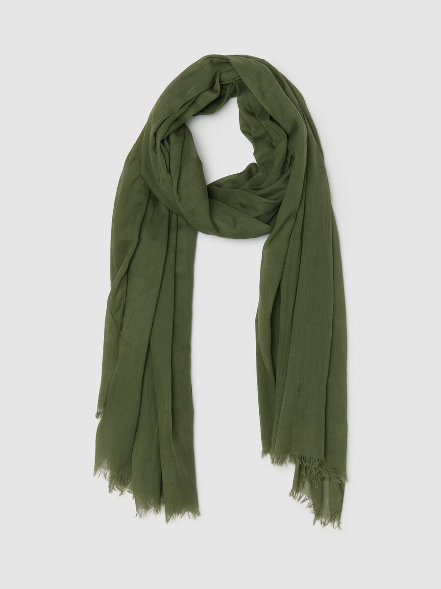 Men's Green Pure Cotton Scarf with Fringes_0