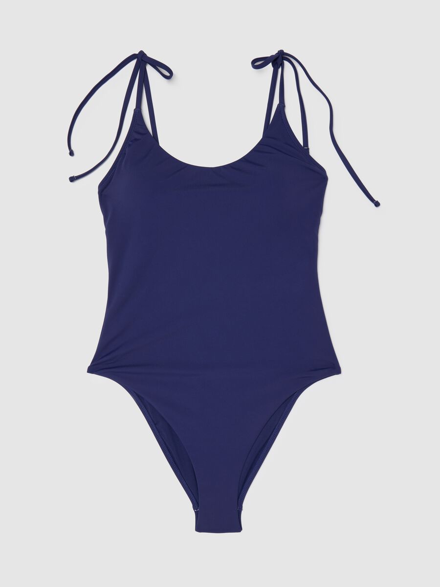 Blue one-piece swimsuit with ties_4