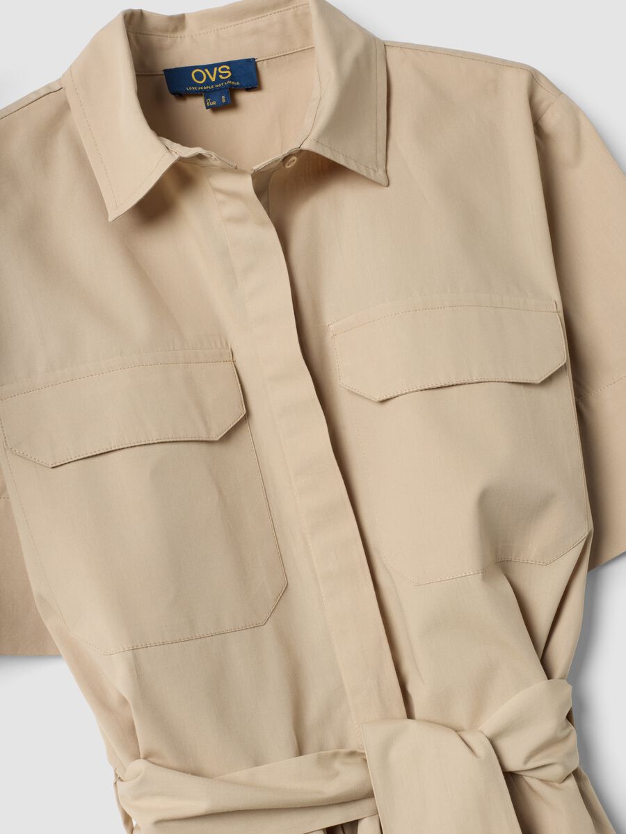 Abito chemisier beige in puro cotone_1