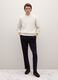 Blue regular fit cotton blend trousers_0