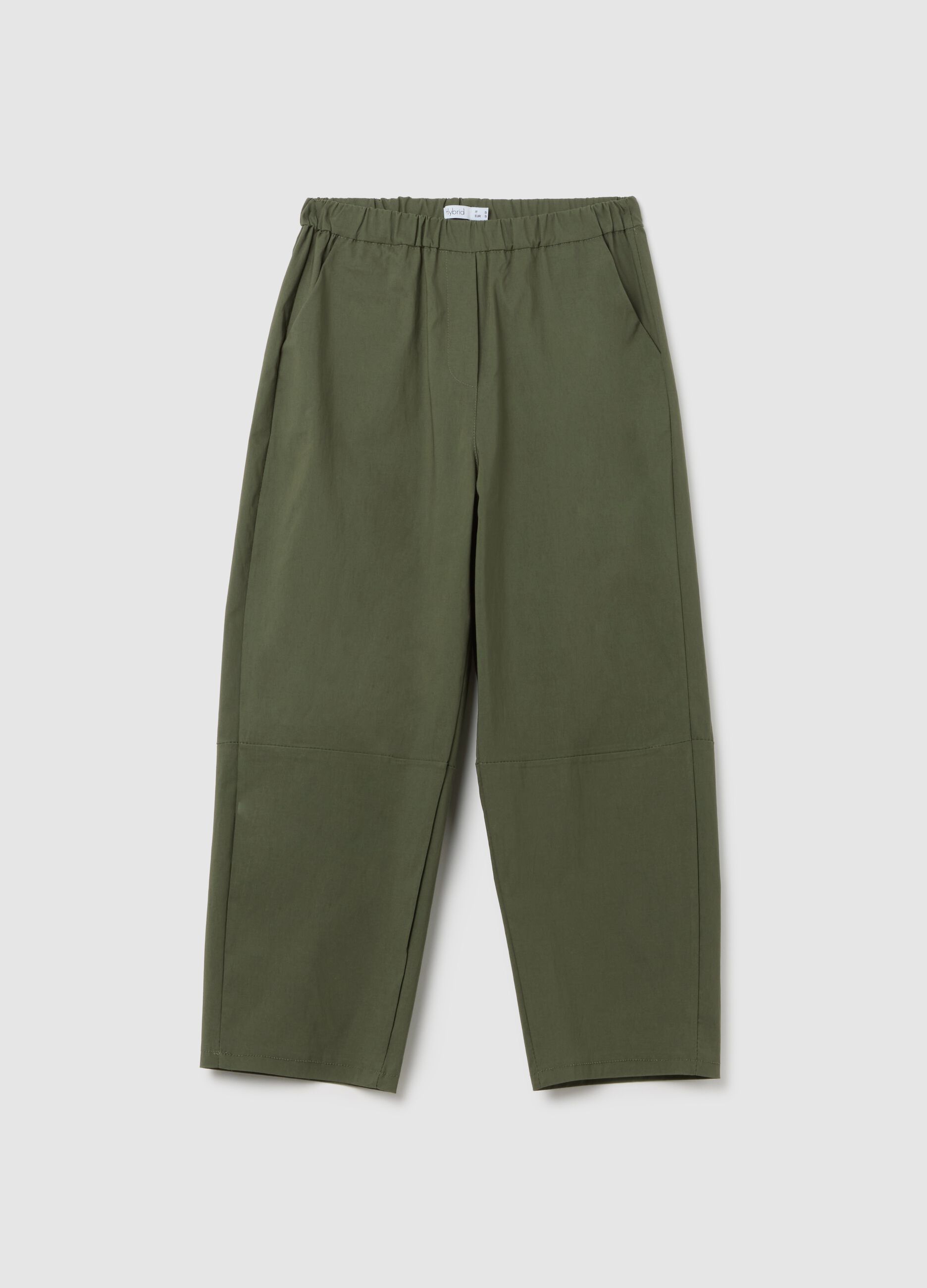 Women's Green Stretch Fabric Trousers Regular Fit