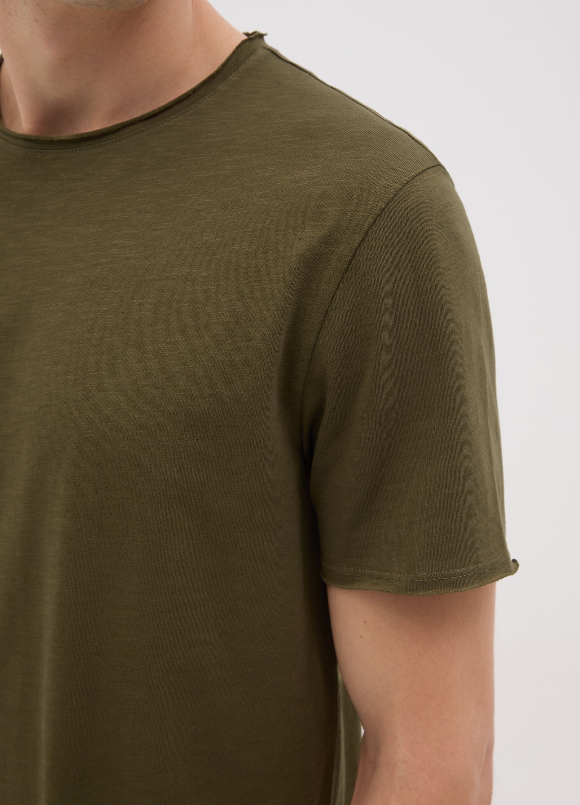 Men's green pure cotton regular fit T-shirt
