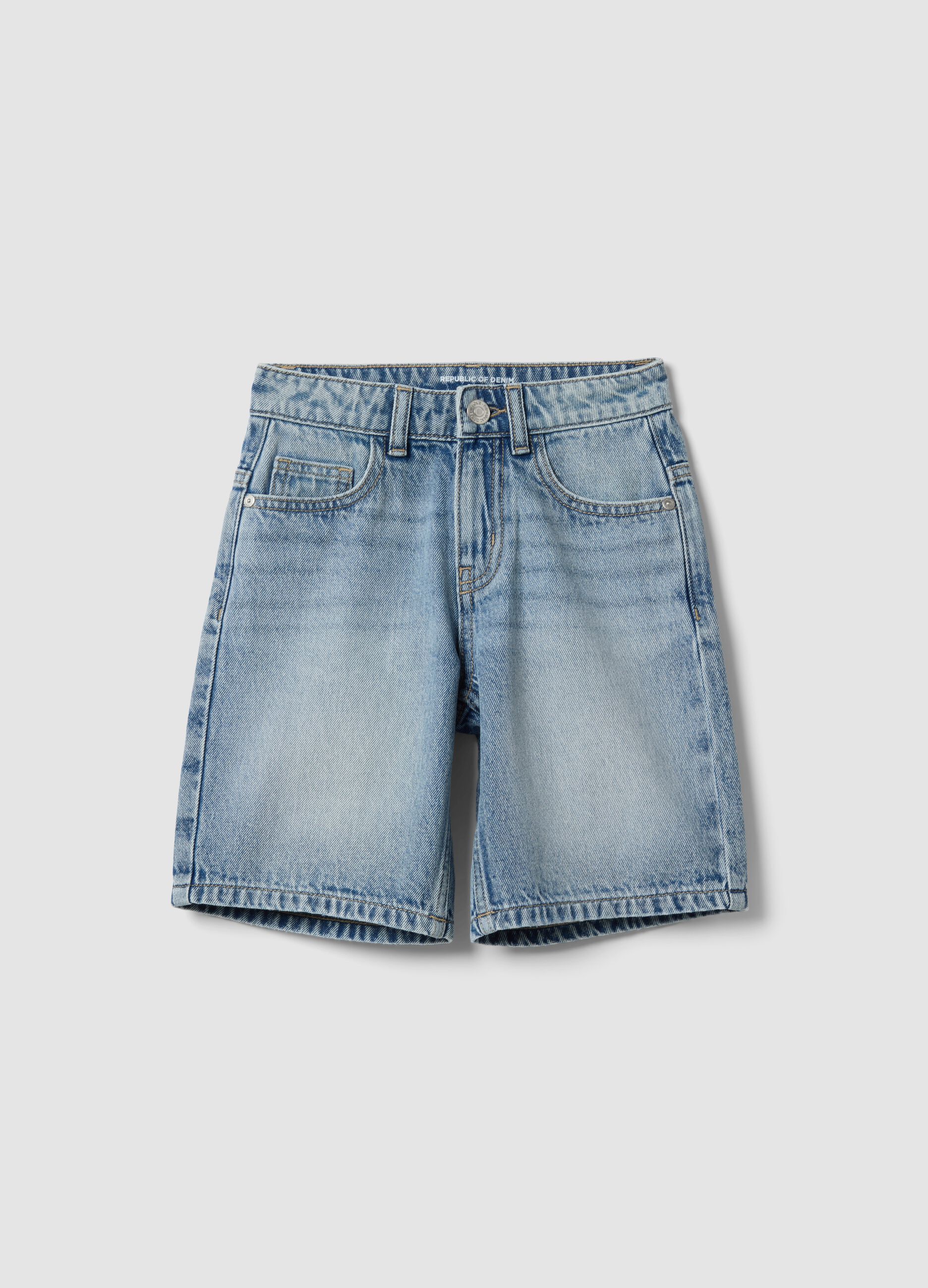 Boys&rsquo; blue denim shorts in pure cotton, regular fit