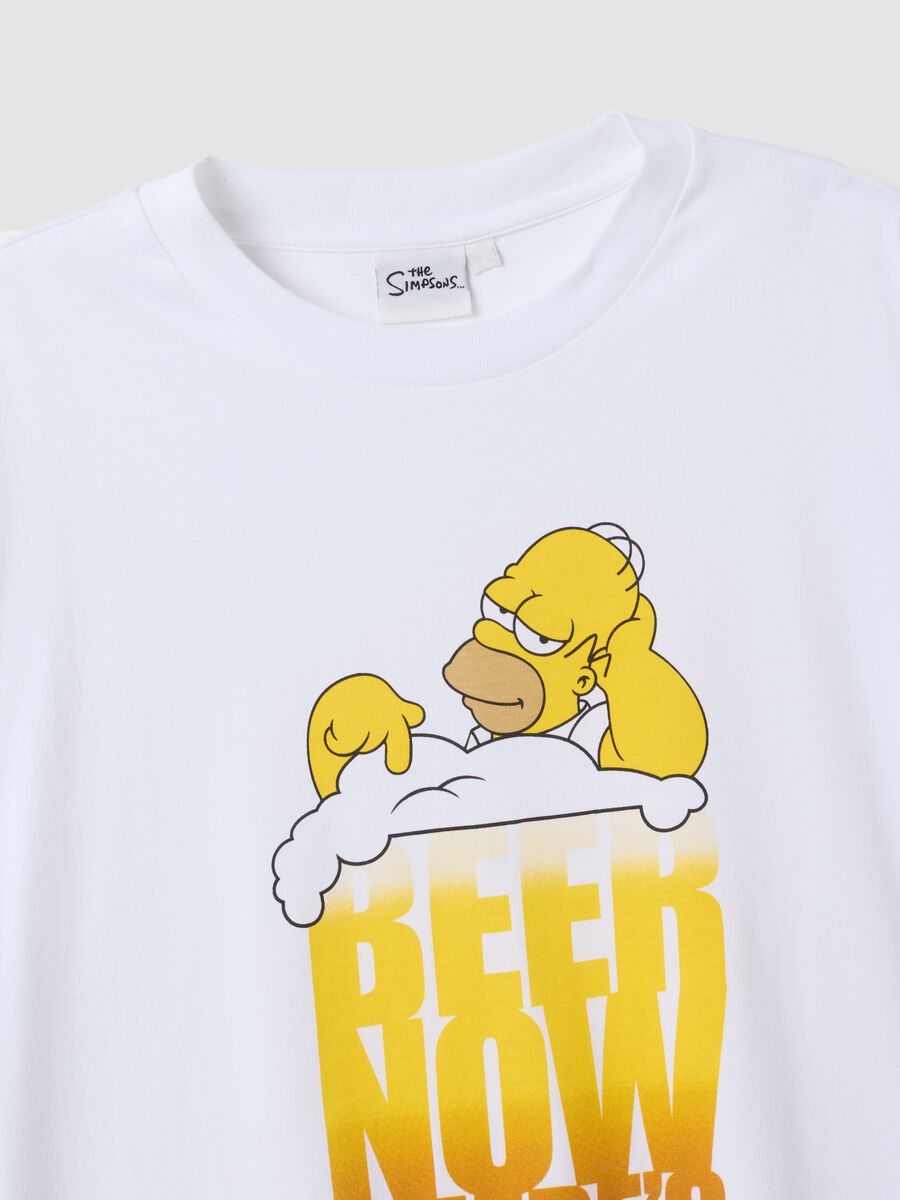 White pure cotton T-shirt with Simpsons print_5