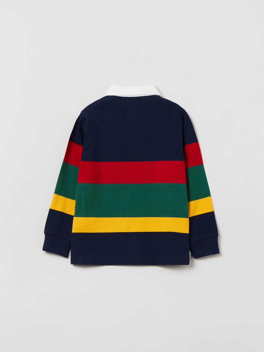 Polo in cotone a righe con patch lettering_4