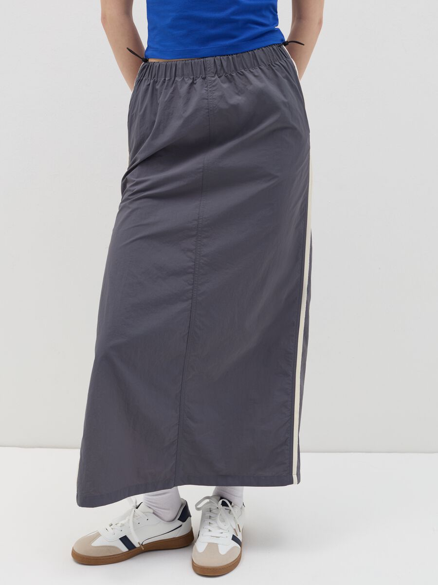 Long nylon skirt with splits_1