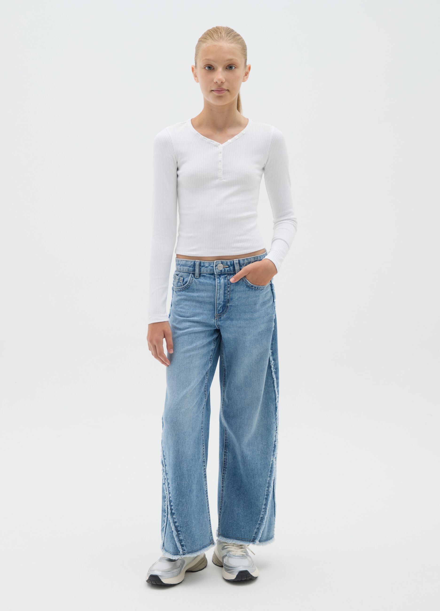 Girls' jeans in pure cotton denim regular fit