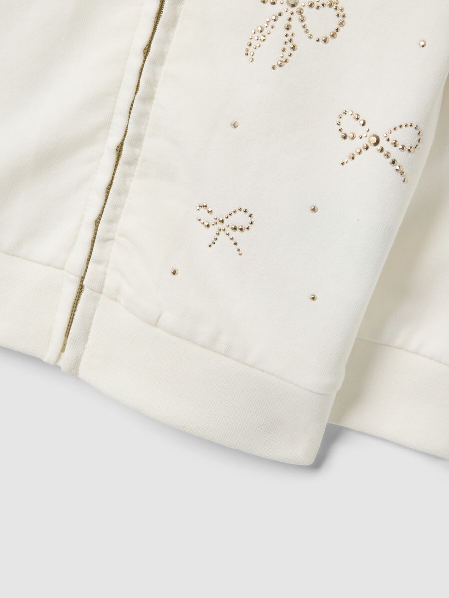 Beige stretch cotton hoodie and zip jacket for girls_3