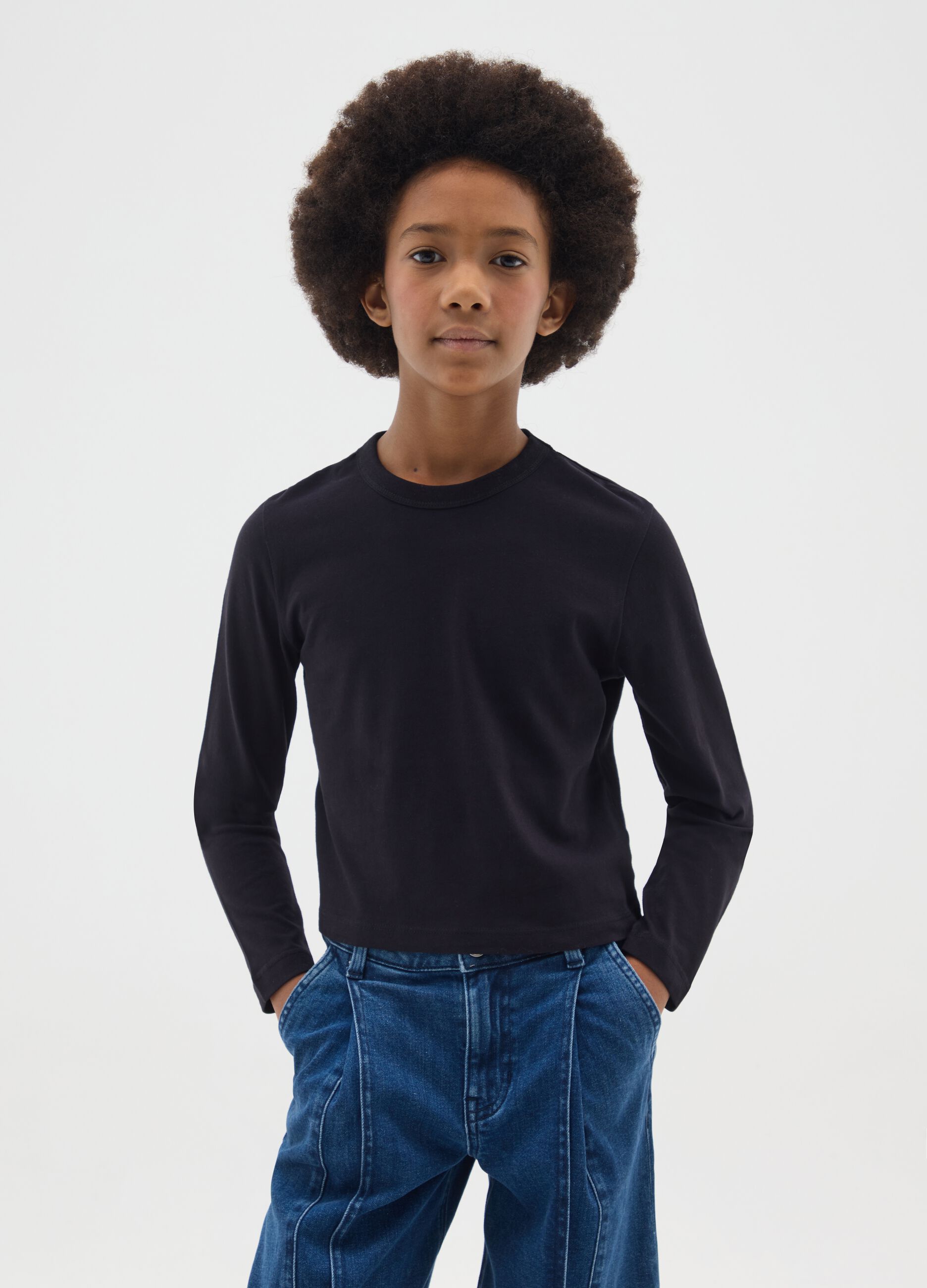 Girls' Black Pure Cotton Regular Fit T-shirt