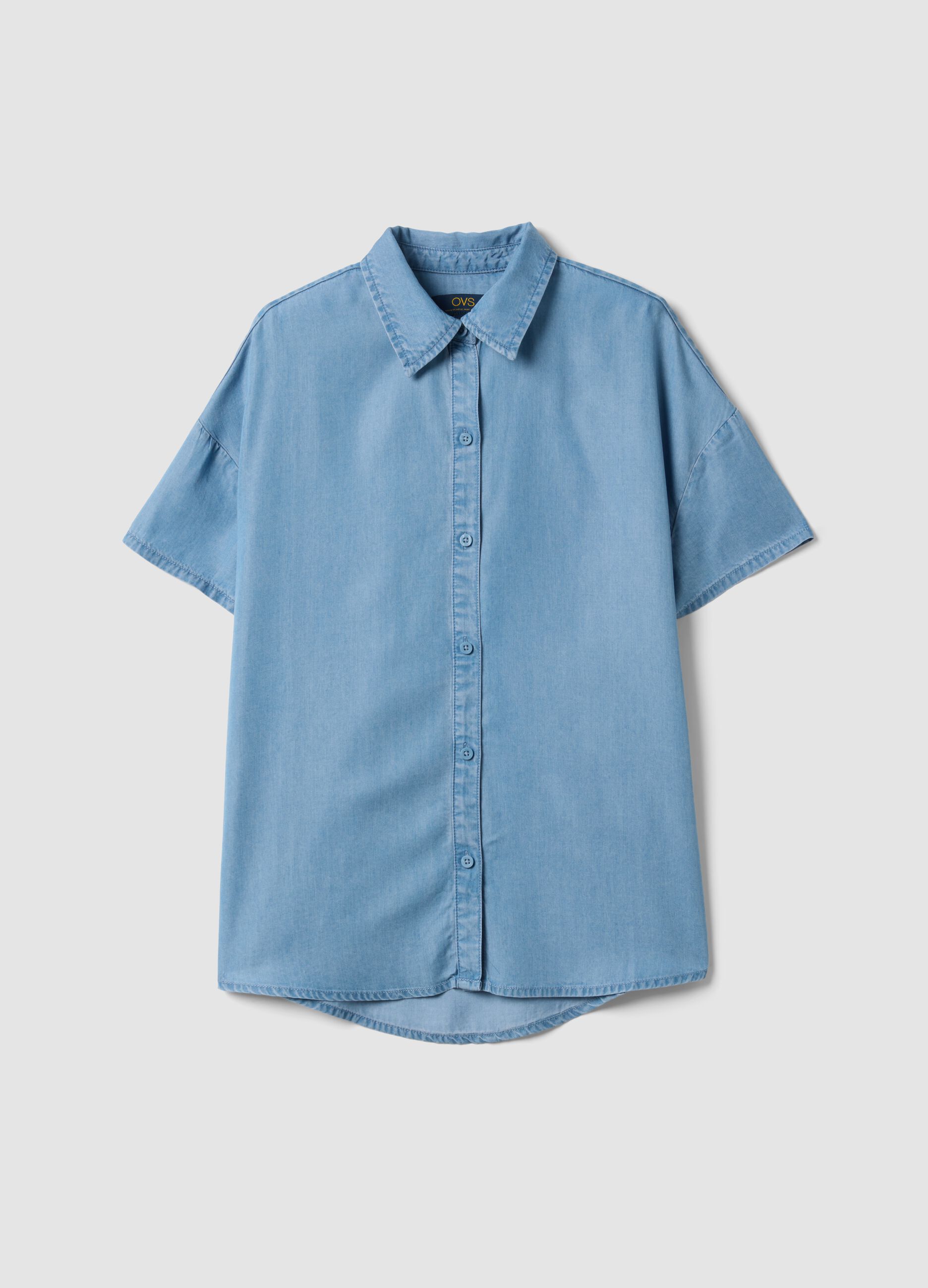 Sky blue pure lyocell shirt
