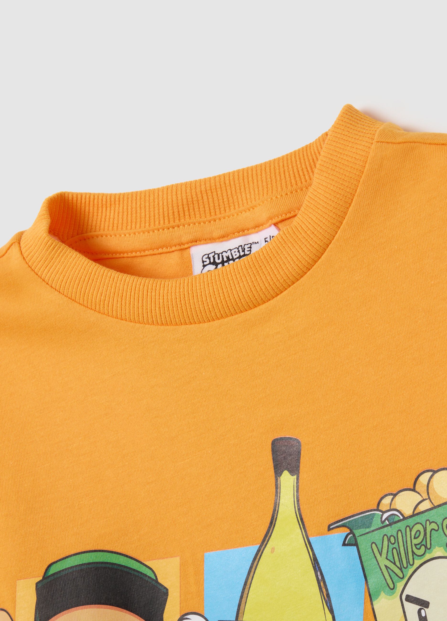 Orange pure cotton kids' t-shirt with regular fit