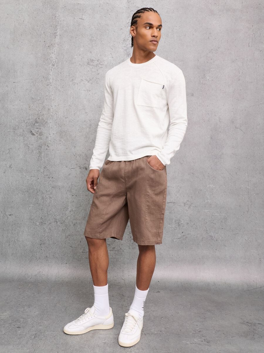100% Linen Shorts Mocha_5