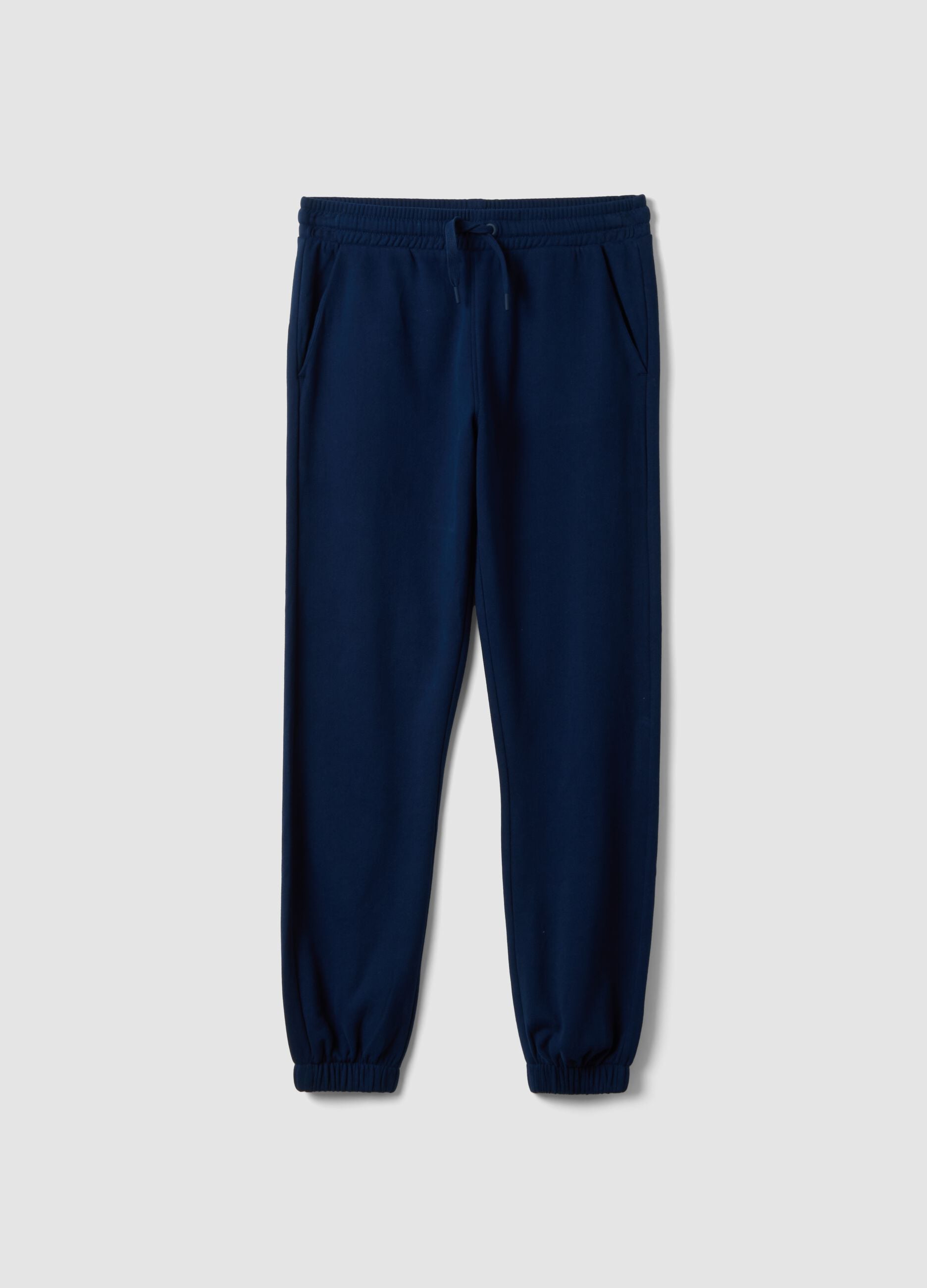 Blue jogger trousers in organic cotton and viscose blend