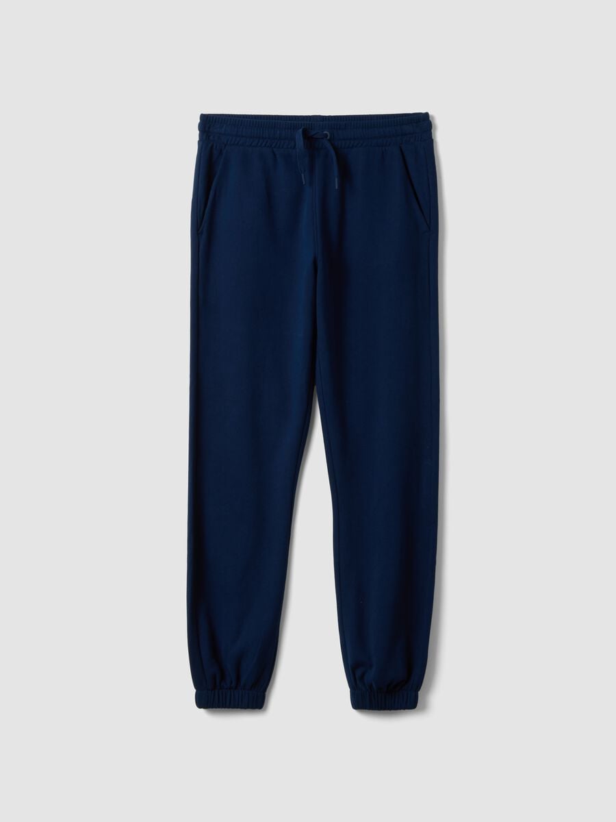 Blue jogger trousers in organic cotton and viscose blend_0