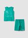 Green pure cotton set with top and shorts_0