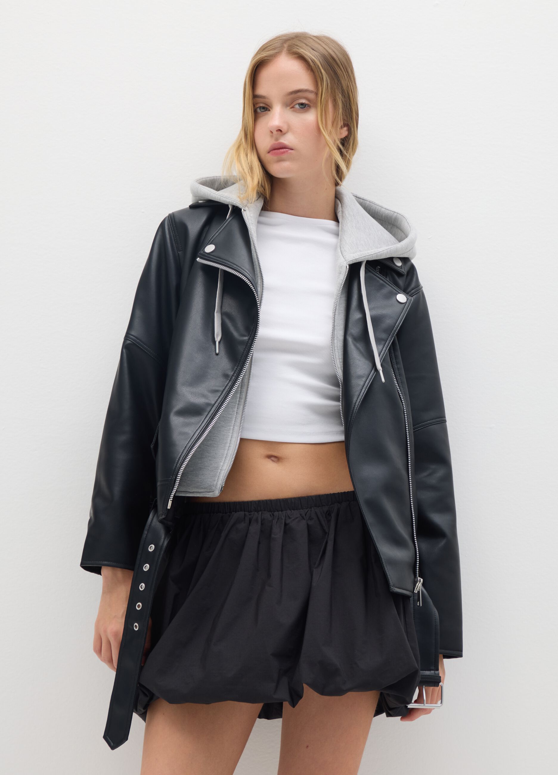 Black biker jacket with zip