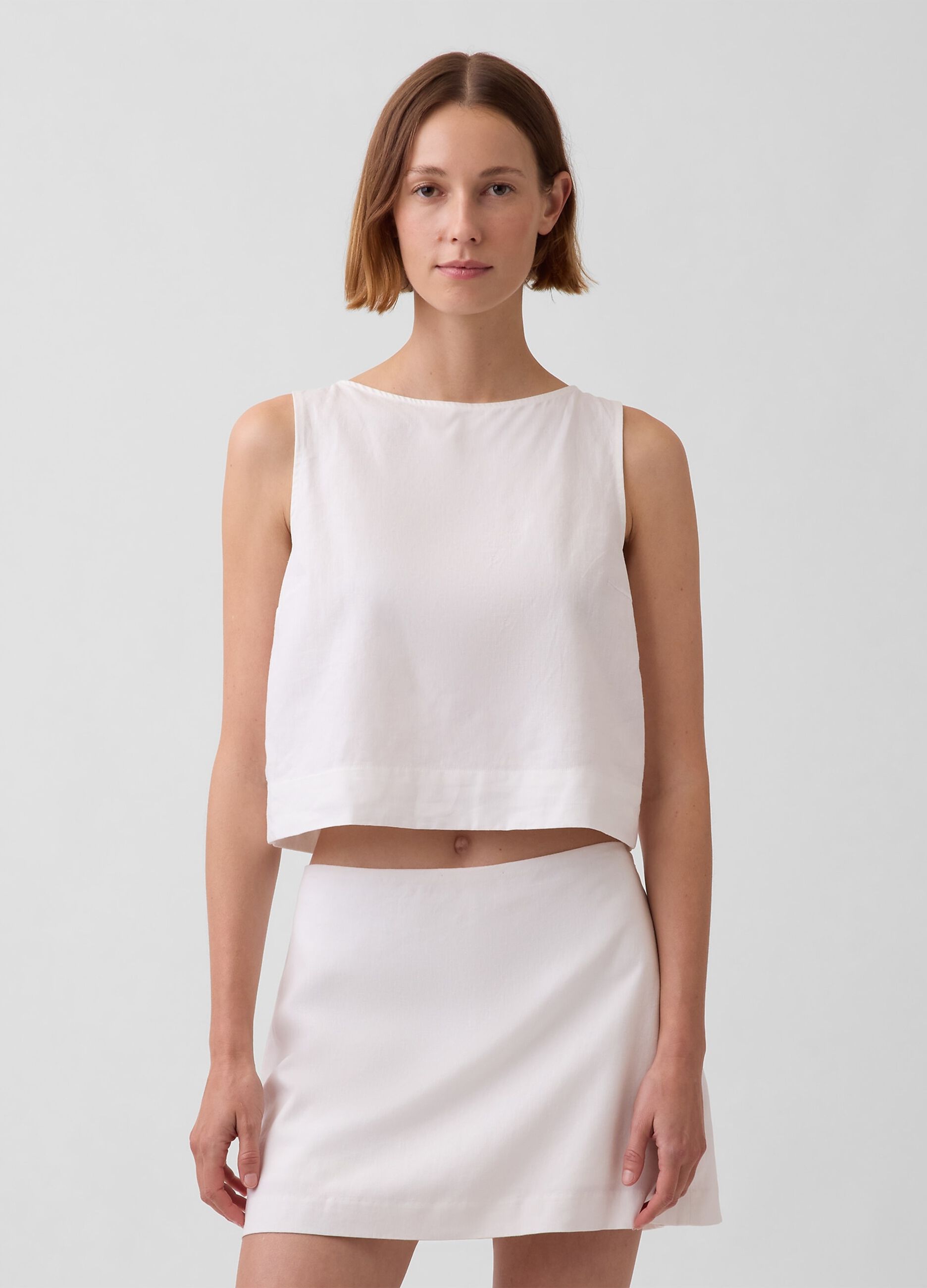 Linen-blend tank top